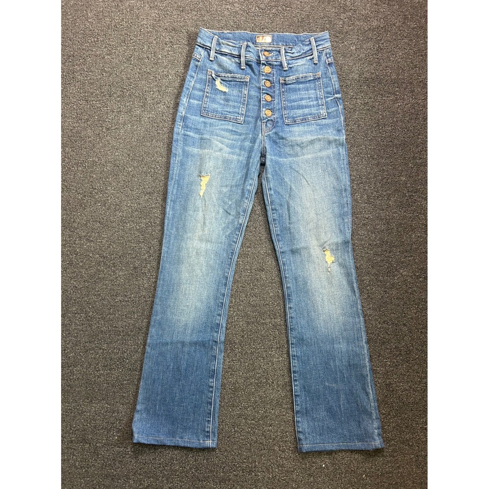 Mother The Patch Pocket‎ Hustler Jeans Natural Born Hustler Womens 27 Button Fly
